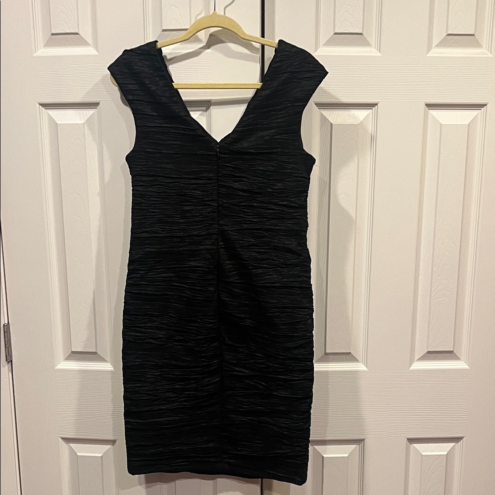 S.L. Fashions Elegant Black Ruched Midi Dress - Picture 8 of 12